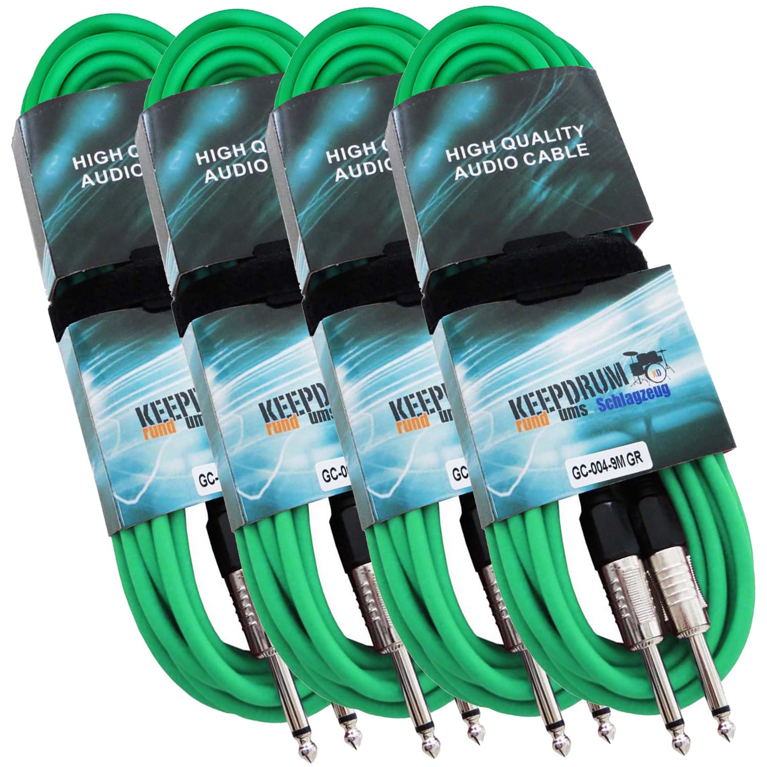 keepdrum GC004GR - Cavo jack mono per chitarra, 6,35 mm, 9 m, colore: Verde