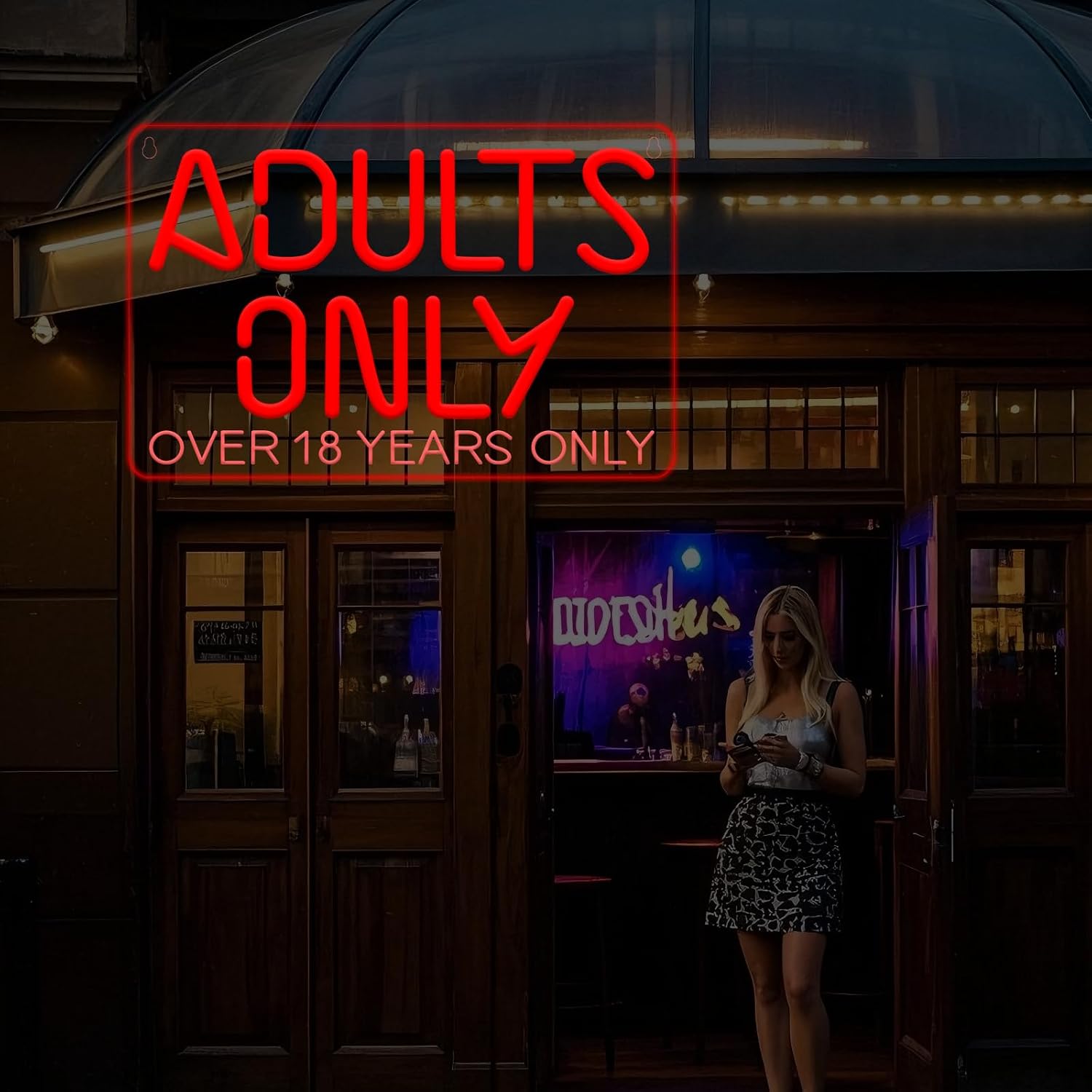 Adults Only Neon Sign, Red Light, Wall Mounted, Bar Club Entertainment Decor, 12x9inch
