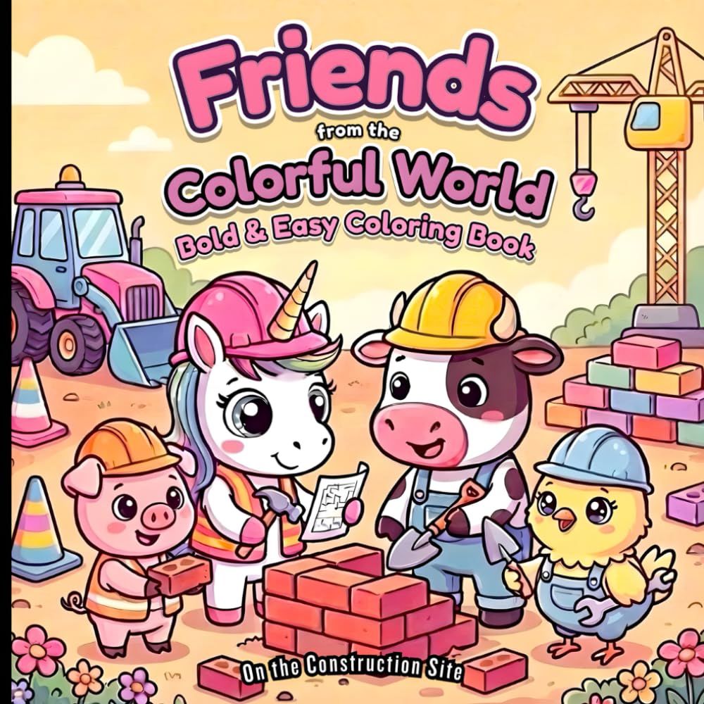 Friends from the Colorful World – On the Construction Site – Coloring Book for Kids: Cute Characters to Color and Enjoy. A Joyful and Creative Coloring Adventure