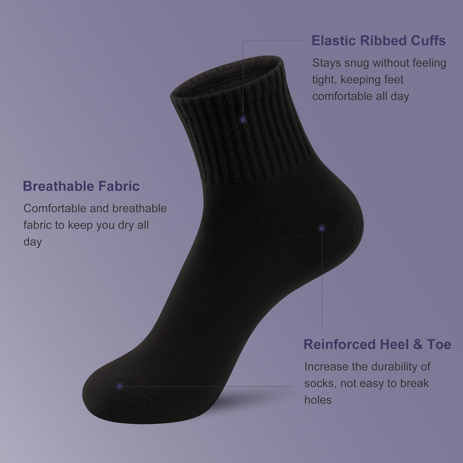 Sakusock Cotton Quarter Socks for Women and Men Thin Mini Crew Elastic Casual Soft Comfort Above Ankle Socks 6 Pairs - Image 3