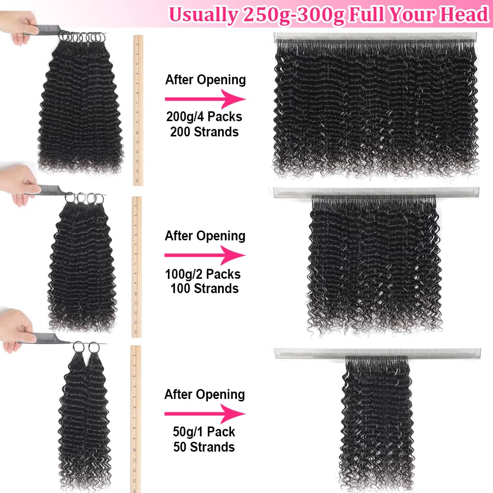 Feather Crochet Human Hair 20 Inch Deep Wave 50g Pre-Separated 50 Strands