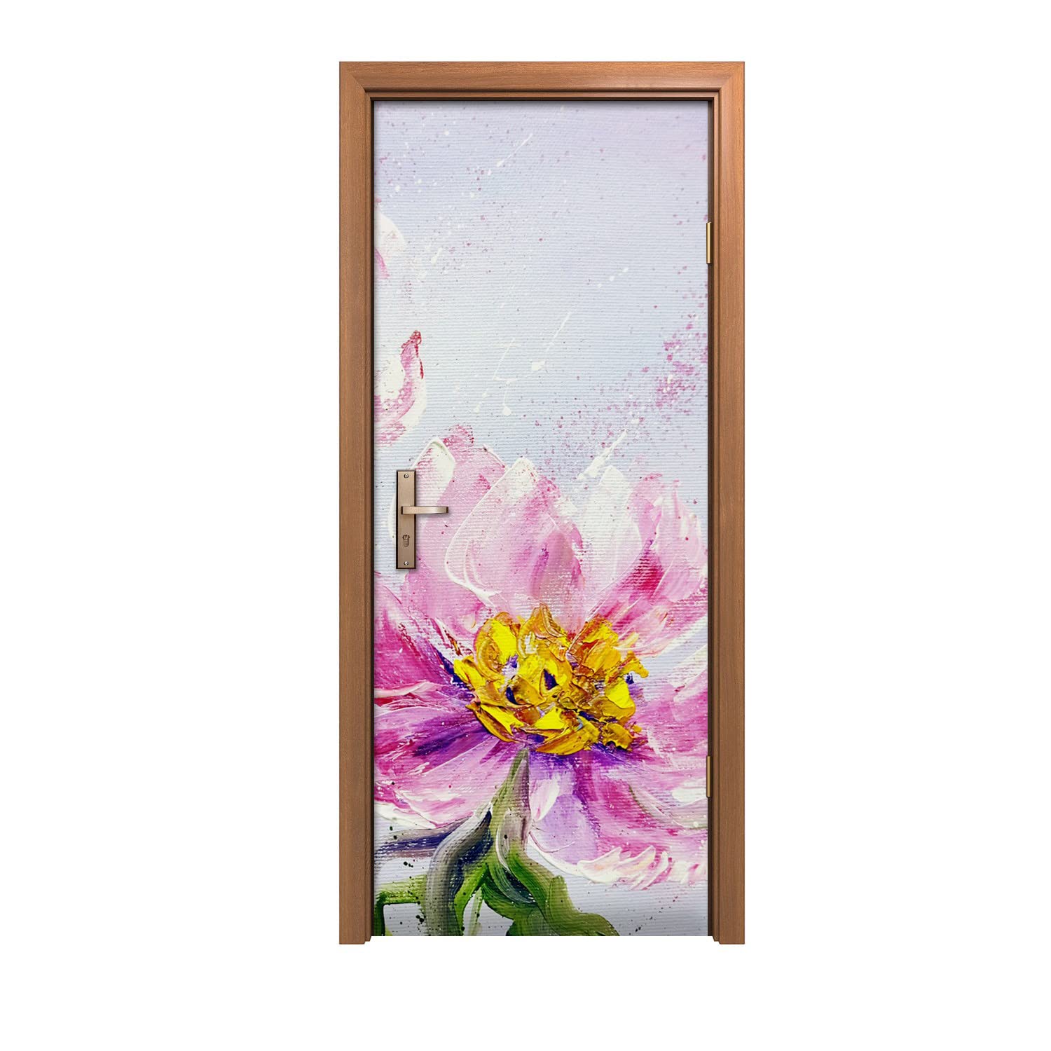 Autocollant de porte pivoines fleurs pour transformer votre decoration de chambre