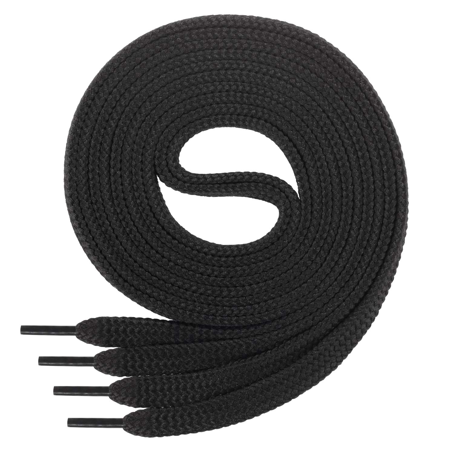 Di Ficchiano 1 Pair of Quality Polyester Shoelaces - Tearproof - Flat – Approx. 7.0 mm Wide, 27 Colours, 60 – 200 cm Long Black black