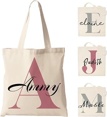 Easycosy Personalized Tote Bag Canvas Tote Bag with Picture Text Customized Reusable Grocery Bag Floral Gifts Bag for Women
