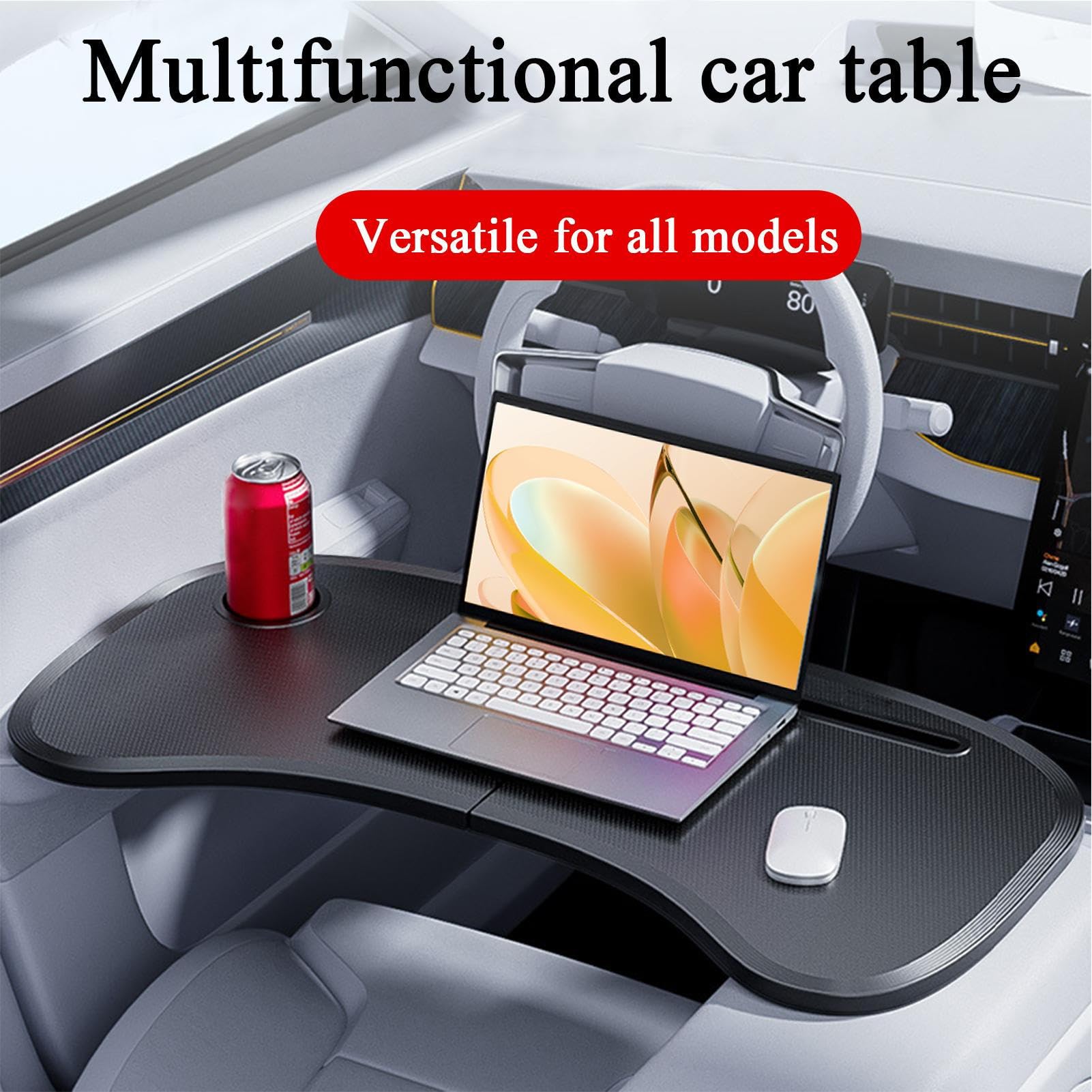 Escritorio Volante Accesorios Coche Organizador Consola Bandeja Para Comer | Bandeja Plegable Para Volante Viaje Largo Viaje Hogar Camión Carretera RV Vehículo Computadora