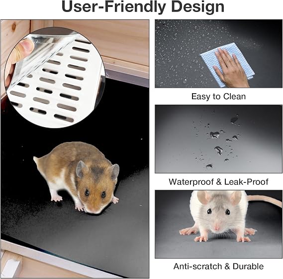 Guinea Pig Cage with Wooden Stand - Hamster Cage, Small Animal Cage Anti Chew Ramp, Hideout, Platform, Pull Out Tray (Wood, L)