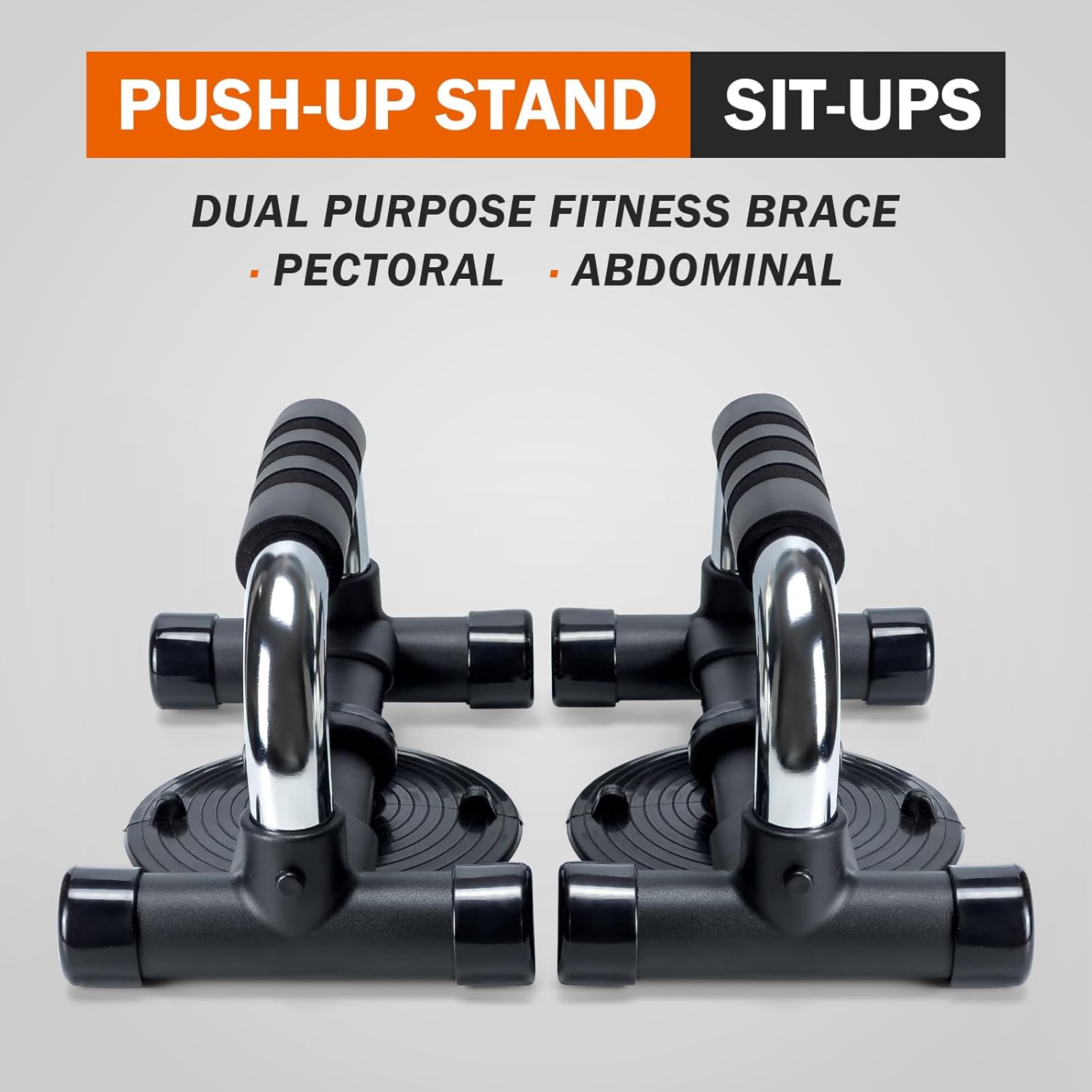 Push-Up Bar, Anti Slip Push Up Stand, Metal Push-Up Handles, Sponge Material Handle Cover, Cushioned Foam Grips, Family exercise BLACK