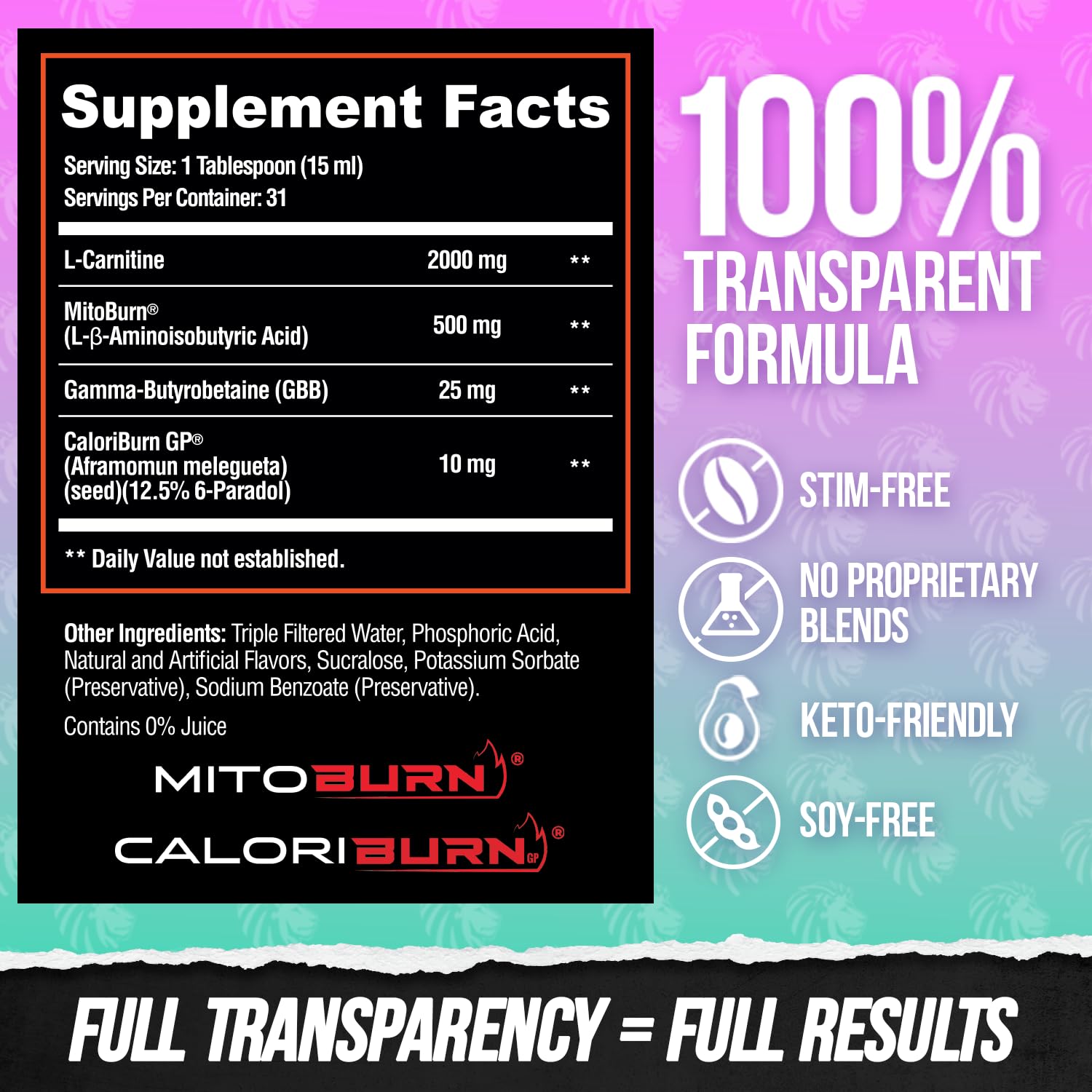 Snapklik.com : ALPHA LION Burn2O L-Carnitine Liquid 2000mg Stim Free Super  Thermogenic Fat Burner