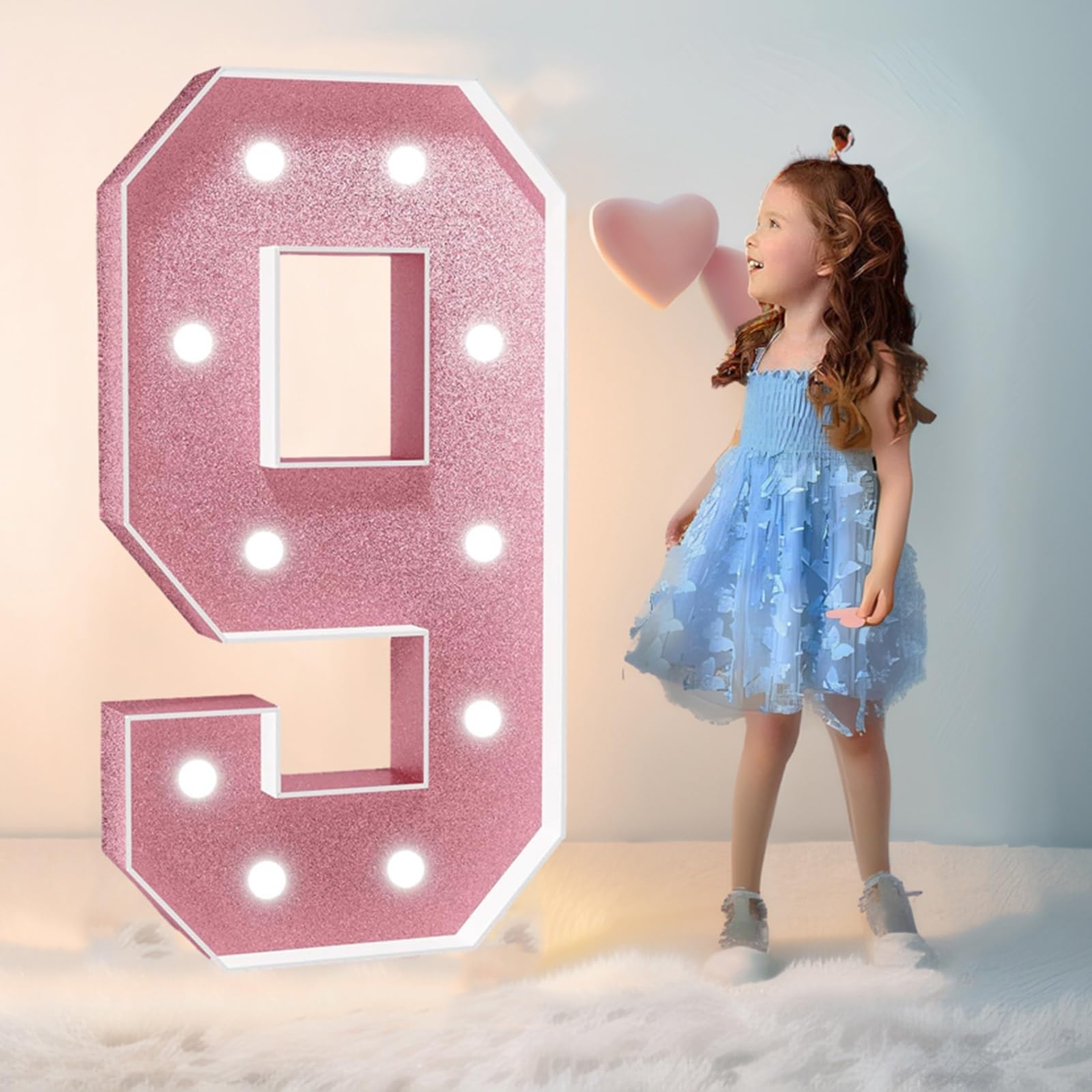 Tashace Marquee Light Up Numbers for 1st 16th 21st Birthday Decorations 10th Anniversary Party Decor Large Numbers DIY Pre-Cut Foam Board Kit Mosaic Numbers(Number 9,120cm/4FT)