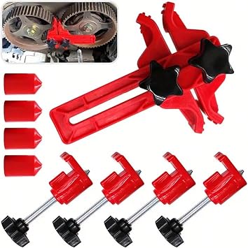 9Pcs Car Engine Engine Camshaft Alignment Timing Tool Kit,Car Dual Camshaft Clamp, Anti-Slip Cam Gear Clamp and Holder Set, Universal Camshaft Locking Tool Kit Fit for Most Cars