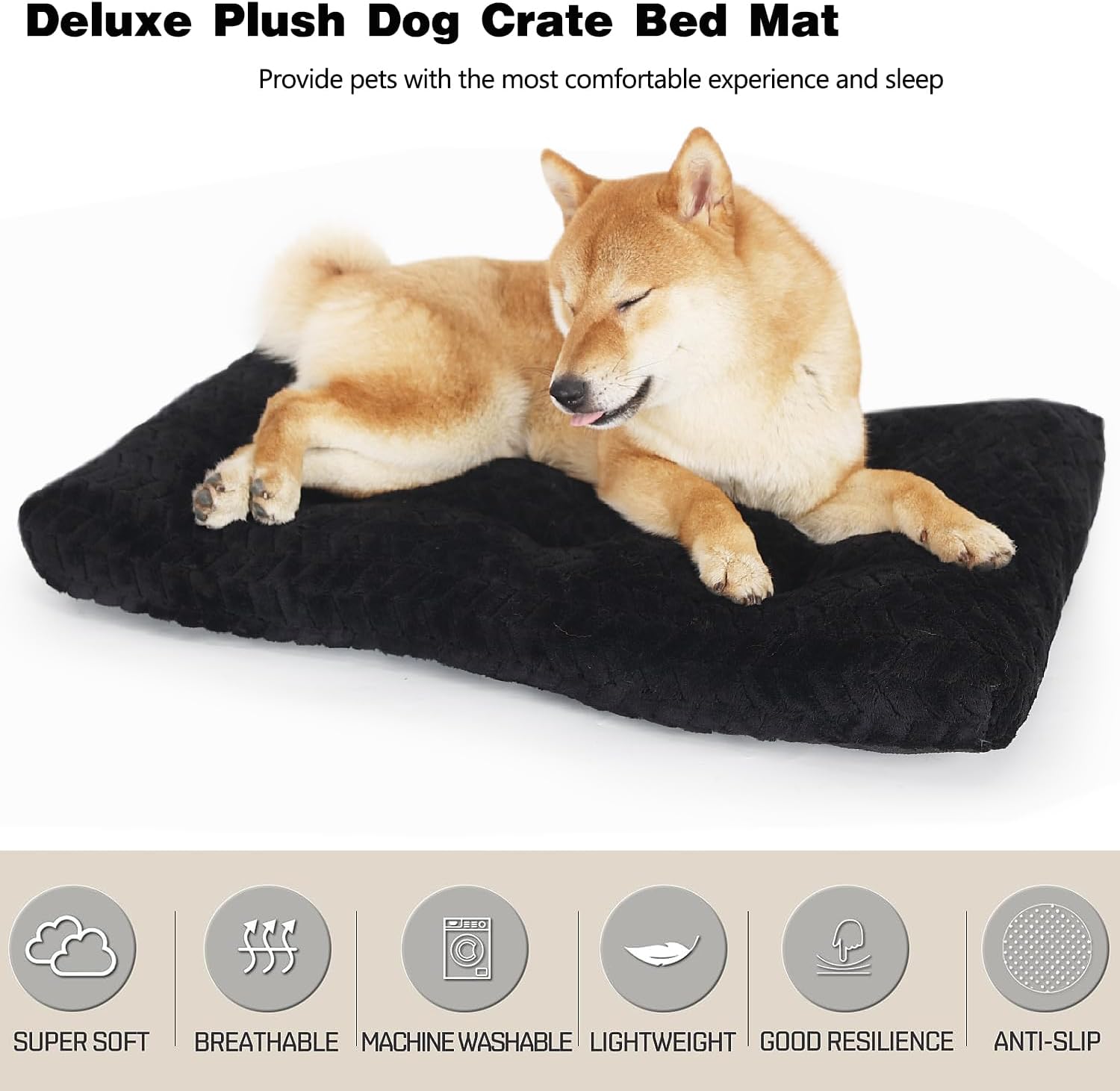 review 30 Inch Dog Crate Bed Dog Crates for Medium Dogs Crate Mat for Dog Cages Medium Black Dog Bed Washable Soft and Fluffy Crate Mats for Dog Cages Up to 40 lbs Pet Bed Mat Pillows Tire Printing Black