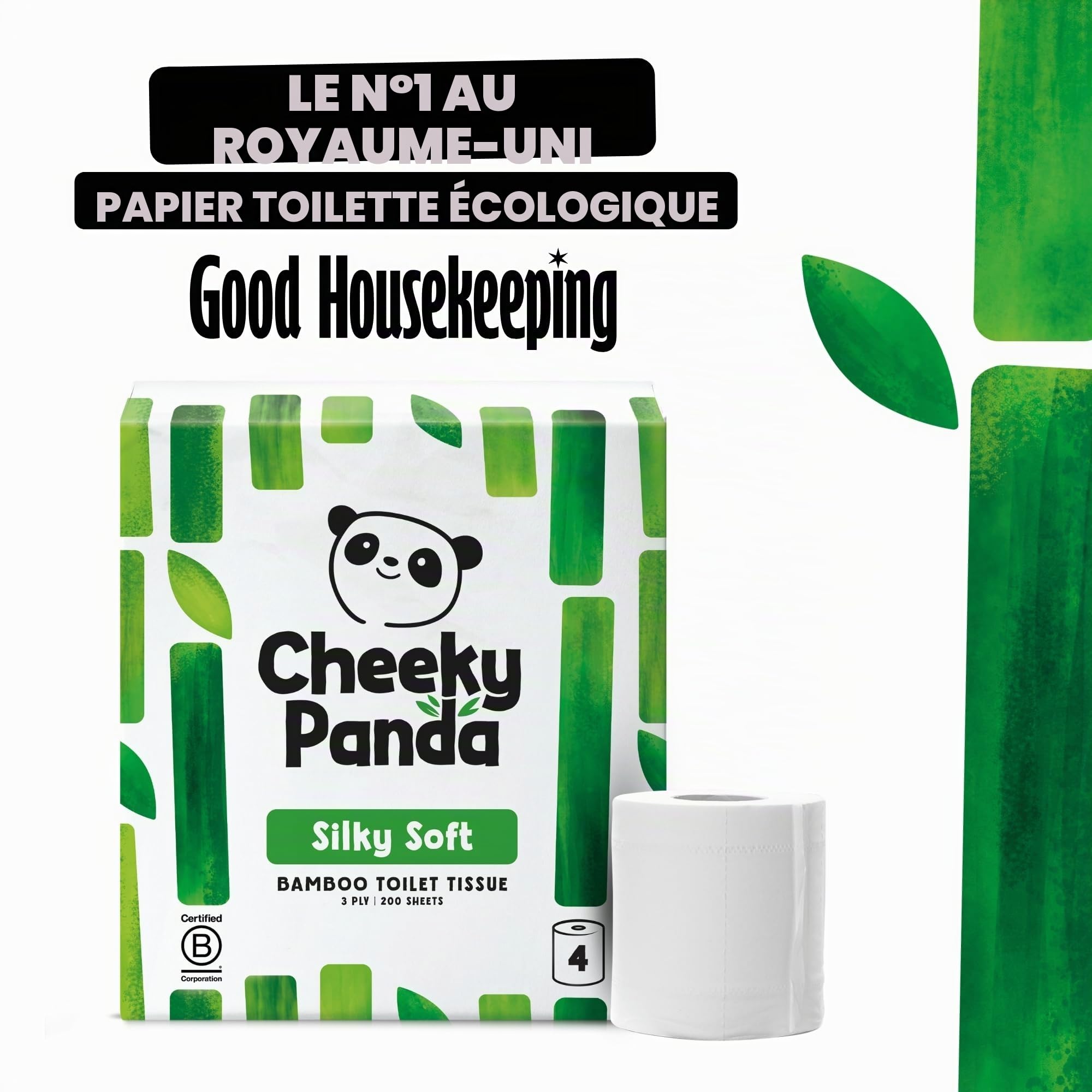 The Cheeky Panda Papier Toilette En Gros | 24 Rouleaux Papier WC Lot (6 x 4 Rouleaux) | 3 Epaisseurs Papier Hygiénique Bambou