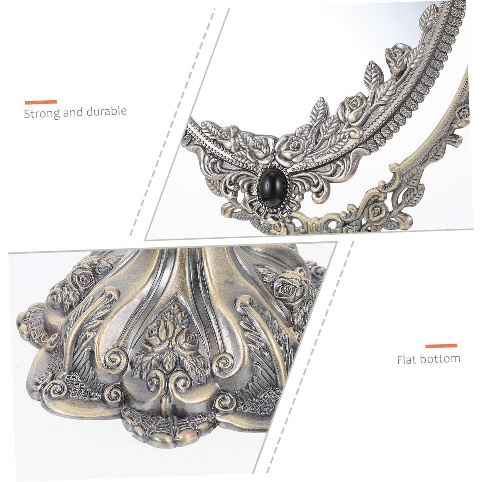 Baluue Doppelseitiger Tischspiegel aus Zinklegierung, Drehbar, Vintage | Make Up und Hochzeit, Flacher Standfuß für Stabile Platzierung, Europäischer Stil mit Hoher Definition
