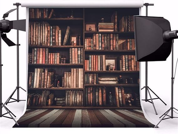 AOFOTO 5x5ft Old Books On Vintage Bookshelf Photography Background Library Retro Bookcase Backdrop Kid Boy Girl Adult Artistic Portrait Photoshoot Studio Props Video Drape Wallpaper