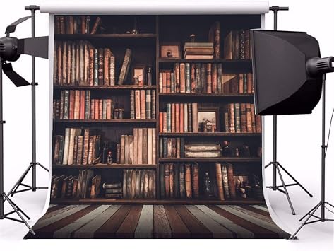 AOFOTO 5x5ft Old Books On Vintage Bookshelf Photography Background Library Retro Bookcase Backdrop Kid Boy Girl Adult Artistic Portrait Photoshoot Studio Props Video Drape Wallpaper