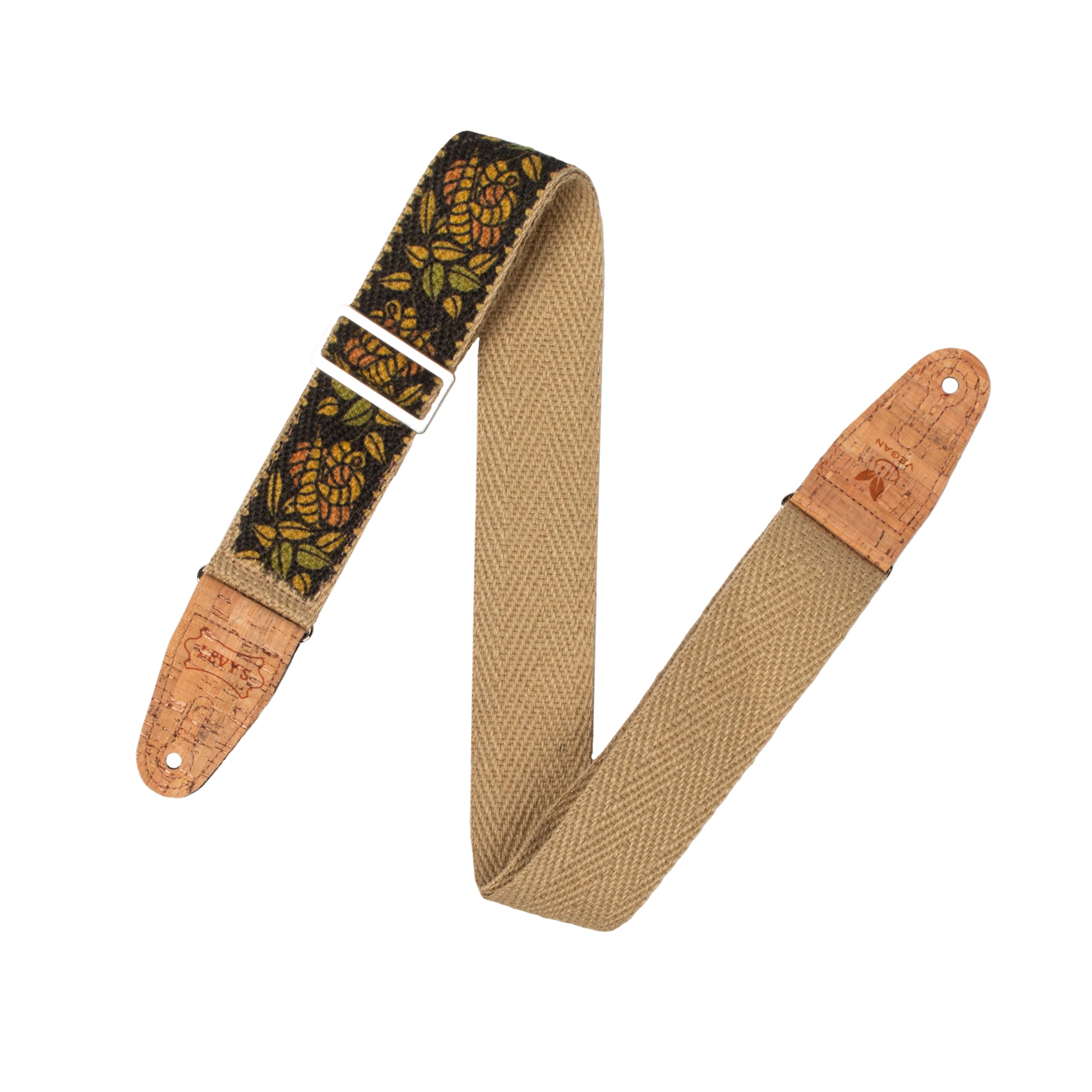 Levy's, MH8P-010 Tracolla in canapa Rosa Motif Yellow Orange and Black 2", Larghezza 2" (5.08 cm), Lunghezza Regolabile fino a 62" (157.48 cm), Stampa Rosa Motif Yellow
