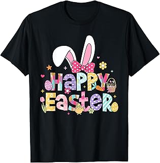 Happy Easter 2025 Cute Bunny Rabbit Easter Day Women Girls T-Shirt