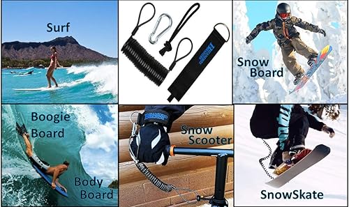Miniatura 6 de Correa de seguridad con muñequeratobillo resistente mosquetón y lazo de paracord para Boogie tablas de snowboard tablas de surf SUP patinetes de
