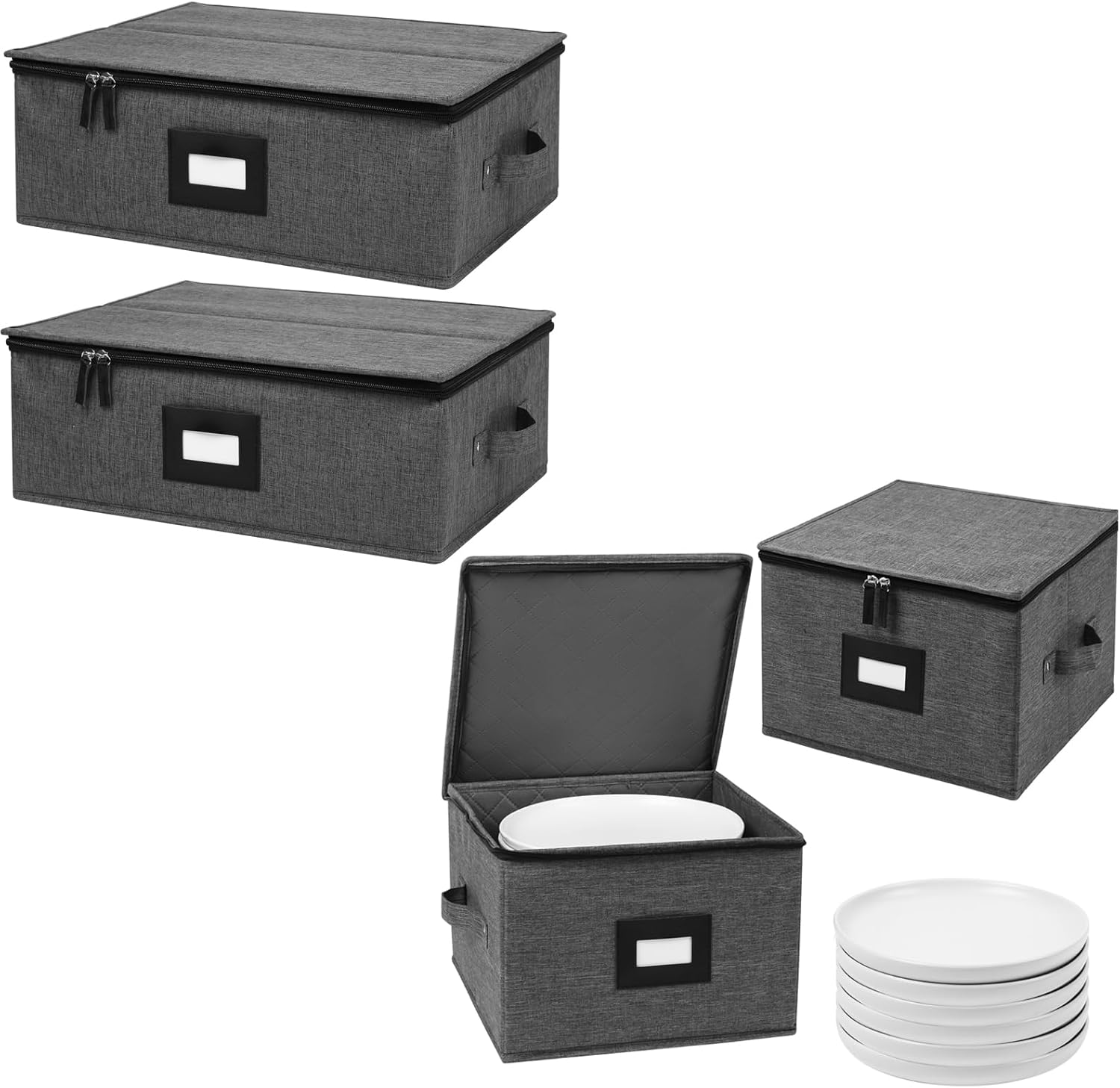 Mayniu 12" Plate Storage Containers, Cup and Mug Storage Box