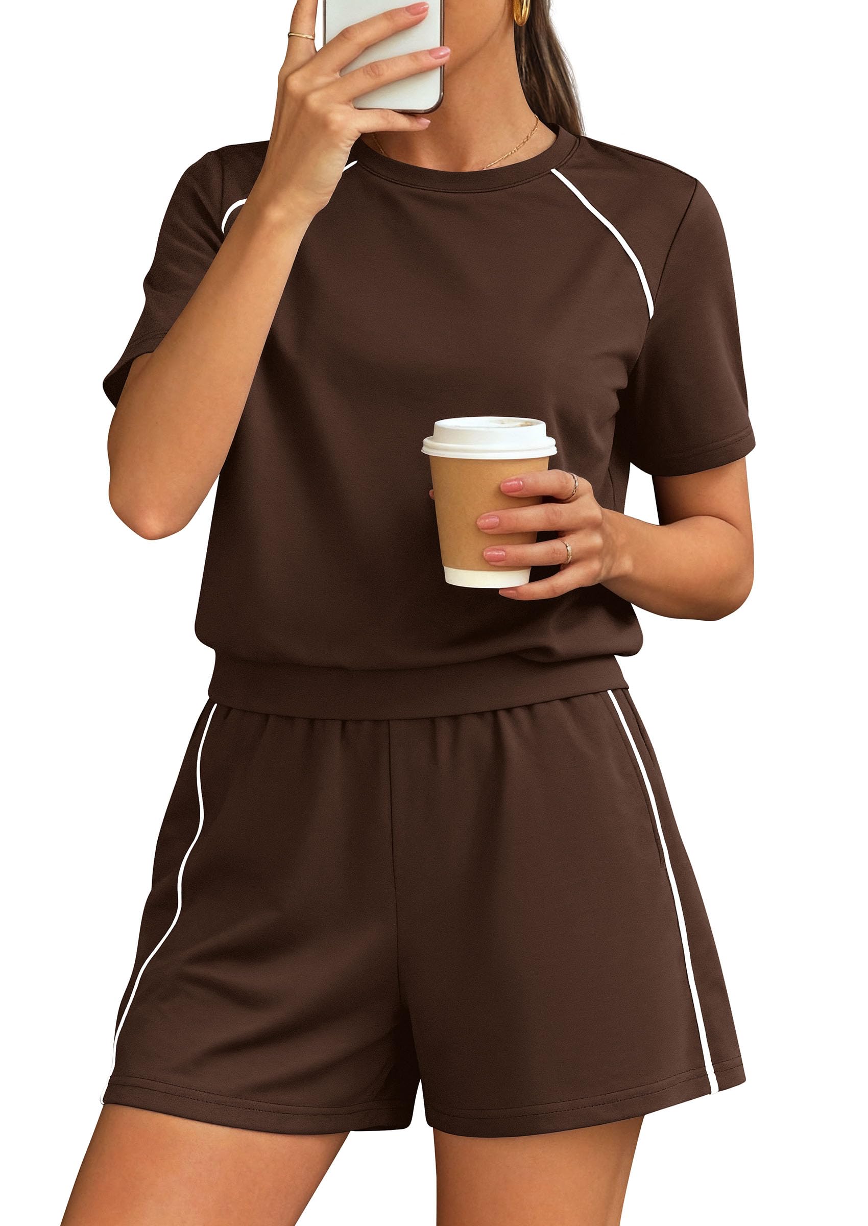 2 Piece Short Sets for Women Summer Clothes 2026 Spring Matching Athleisure Lounge Set Airport Travel Outfits-image-36