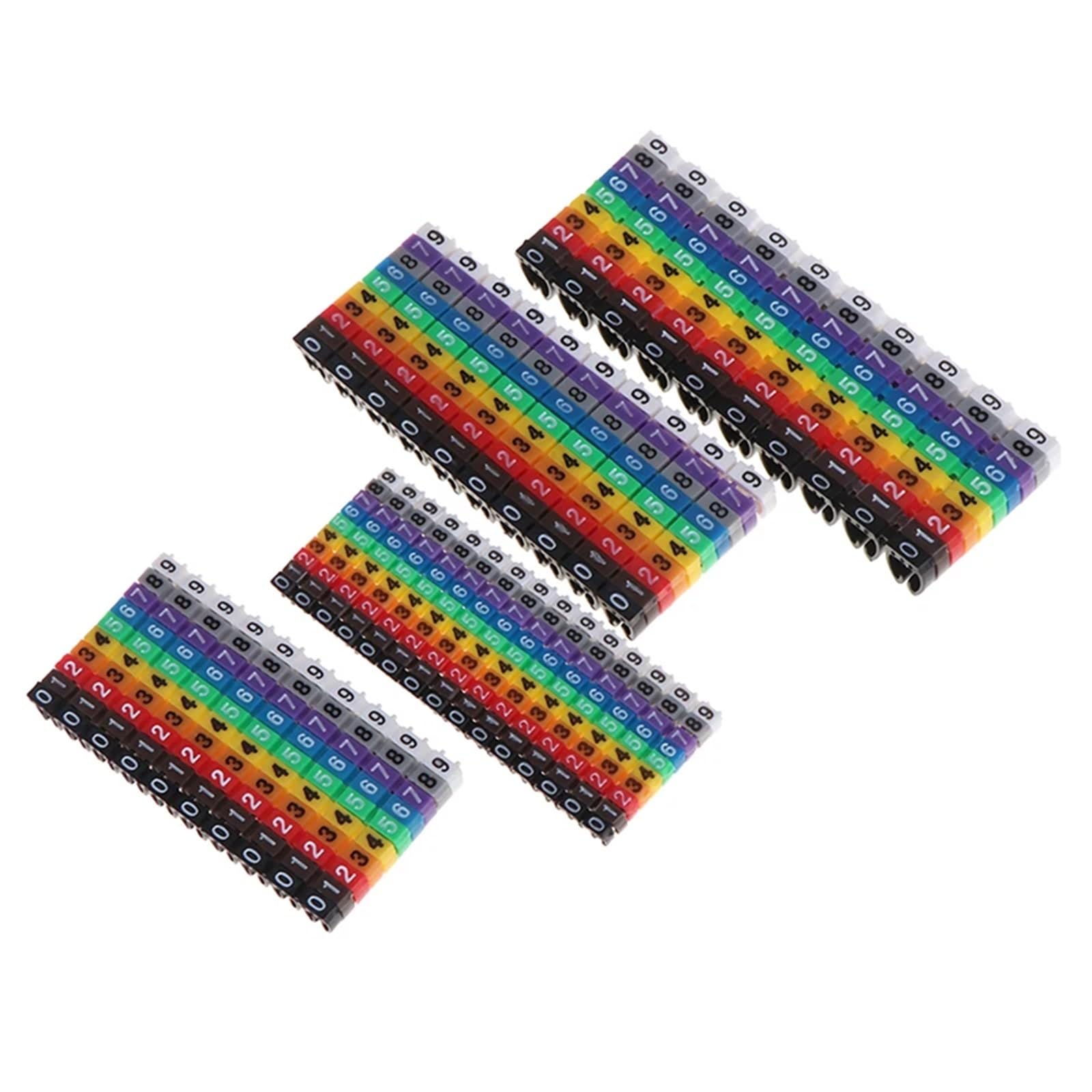 etykiety do kabli, 150 szt. Oznaczników kablowych Kolorowe znaczniki typu C Etykieta z numerem dla drutu 2-3 mm Widoczna i łatwa do zidentyfikowania(4mm)