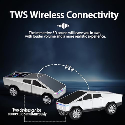 Miniatura 5 de WS-580 Replica Bluetooth Pickup Truck Altavoz portátil, con pantalla de visualización, sonido HD, emparejamiento TWS, radio FM, micrófono