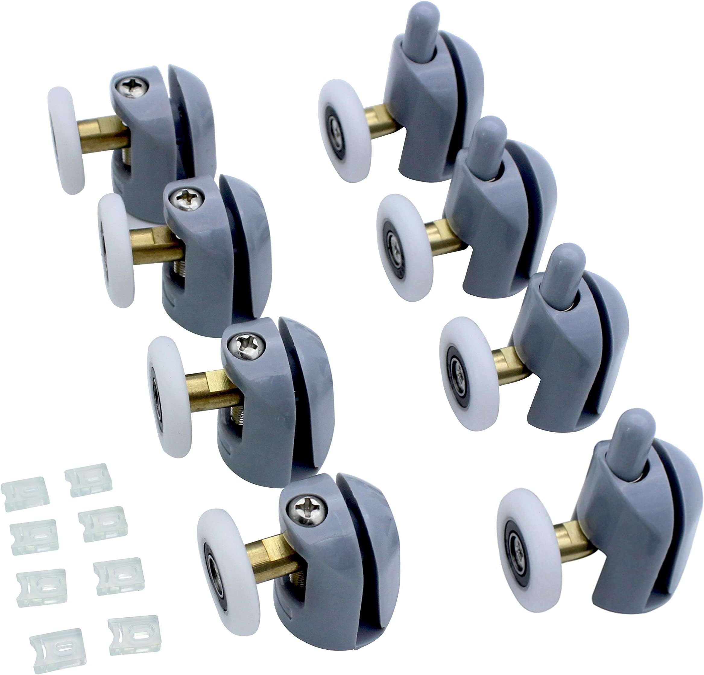 8pcs Shower Door Rollers, 23mm Diameter, Fits 4-6mm Glass Thickness, Easy DIY Replacement, Gray
