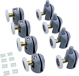 KEABATH 8pcs Shower Door Rollers, Shower Glass Rollers Shower Single Wheel Runner Pulleys, 25mm Wheels for Shower Enclosure, Shower Room, Shower Screen Parts Replacement