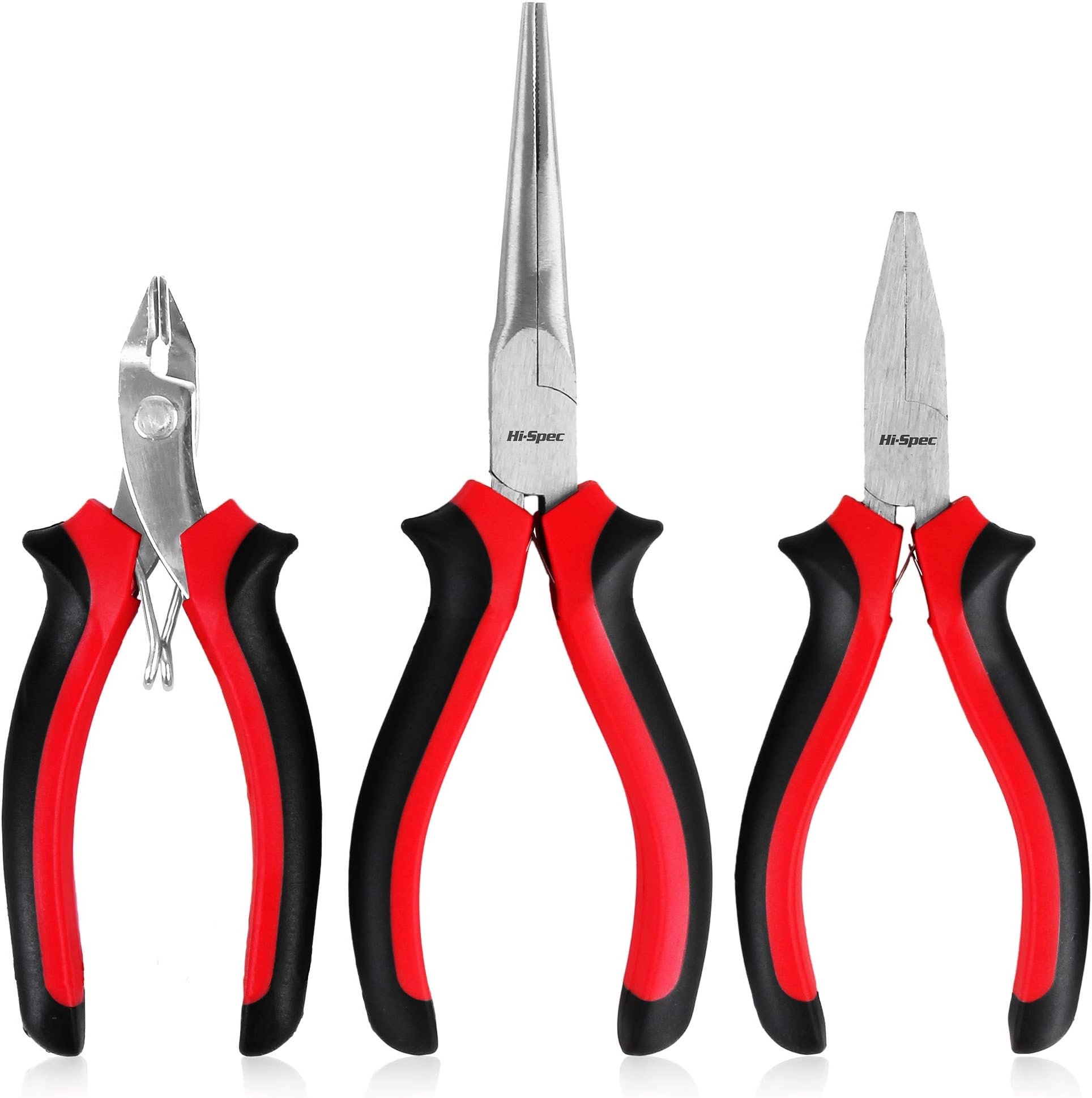 Hi-Spec 3pc Hobby & Craft Work Mini Pliers Tool Set - Precision Sprue Cutters, Long Needle and Flat Nose Pliers for Modelling, Metal Earth Kits, and Jewellery Making