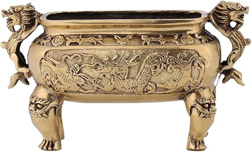 Miniatura 8 de Estatuillas de dragón de bronce, soporte de incienso de cobre de bronce antiguo con tapa, incienso en palo y cono, soporte para incienso para
