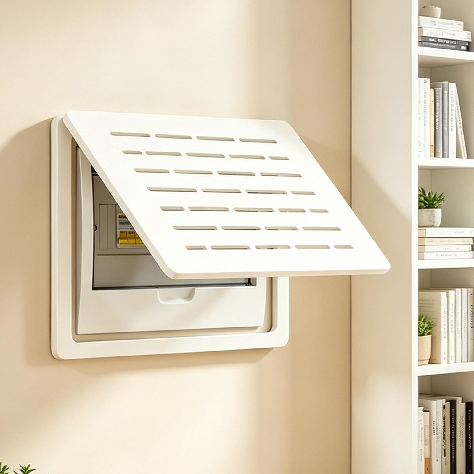 Blanco Tapa Cuadro Eléctrico Decorativo, Tapa Contador Luz Decorativa de Madera con Tapa Abatible, Cuadro para Tapar Cuadro Eléctrico, Caja Contador Eléctrico para Hogar y Oficina D 35x25cm