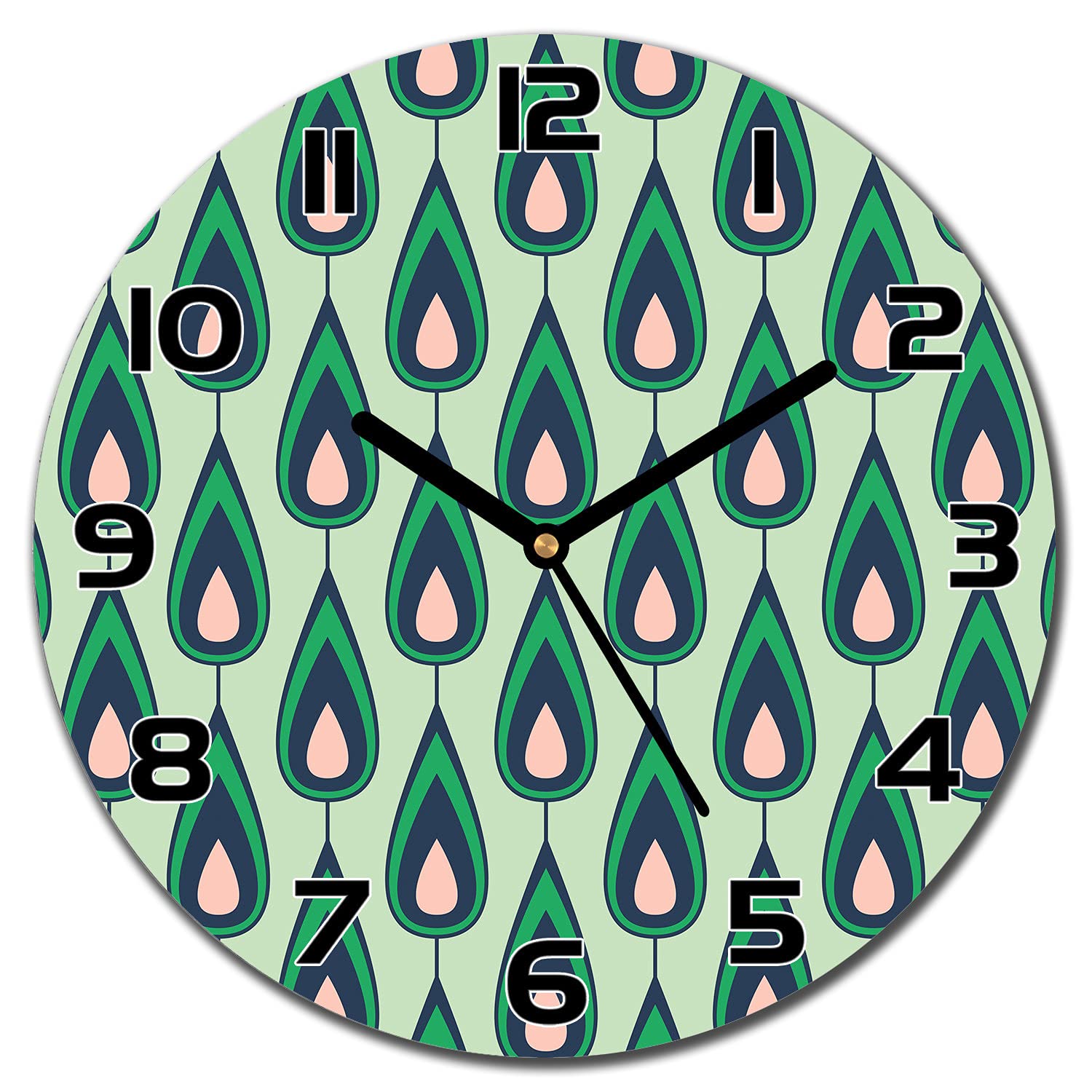 Horloge en verre Coloray 30 cm avec aiguilles noires style vintage