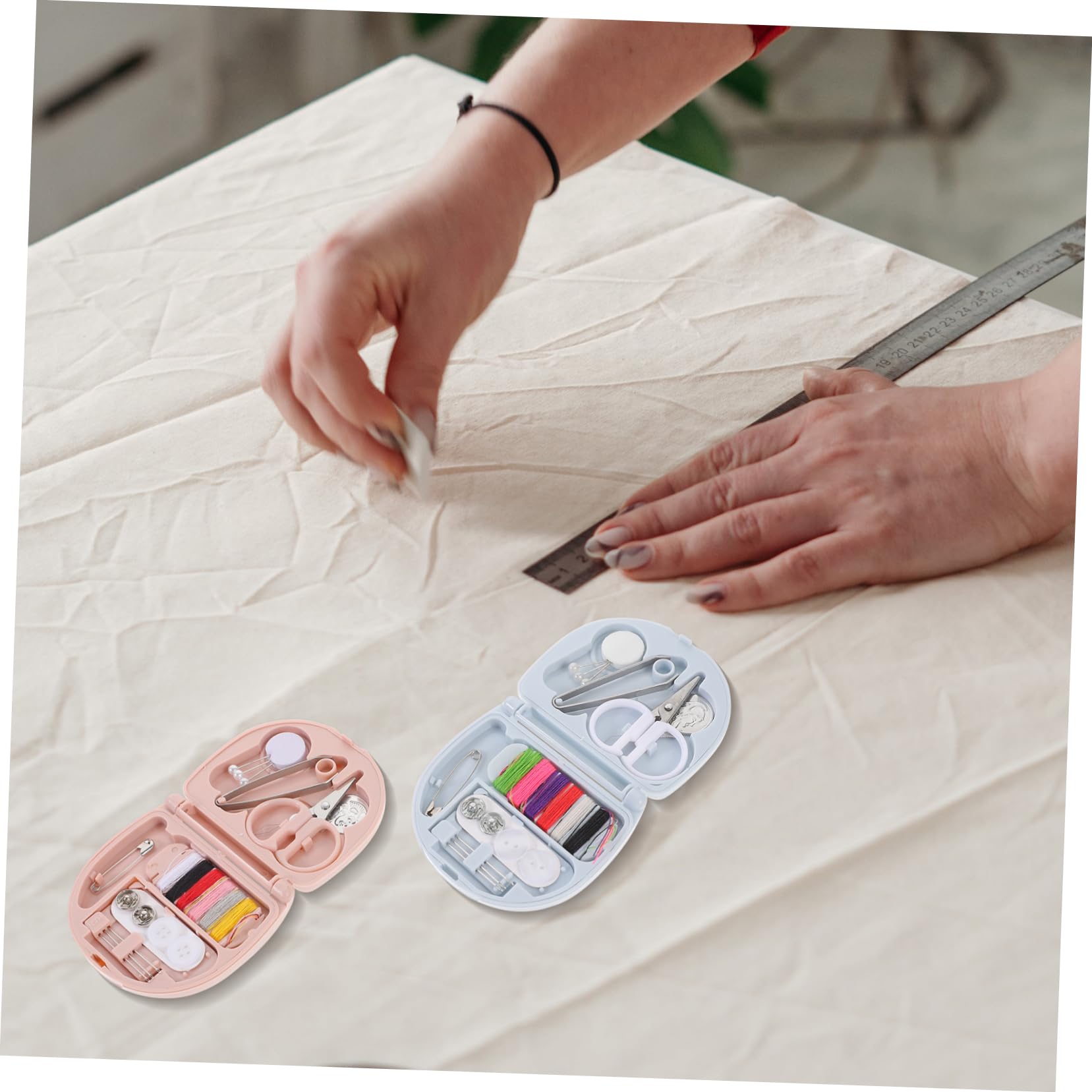 Scatola Kit Cucito da Casa Portatile 8 Set in Plastico
