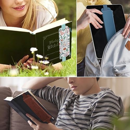 Miniatura 6 de FINPAC Paquete de 2 estuches elásticos para lápices, portalápices de cuero, bolsa con cremallera para lápices, marcadores, bolsa para bolígrafos con