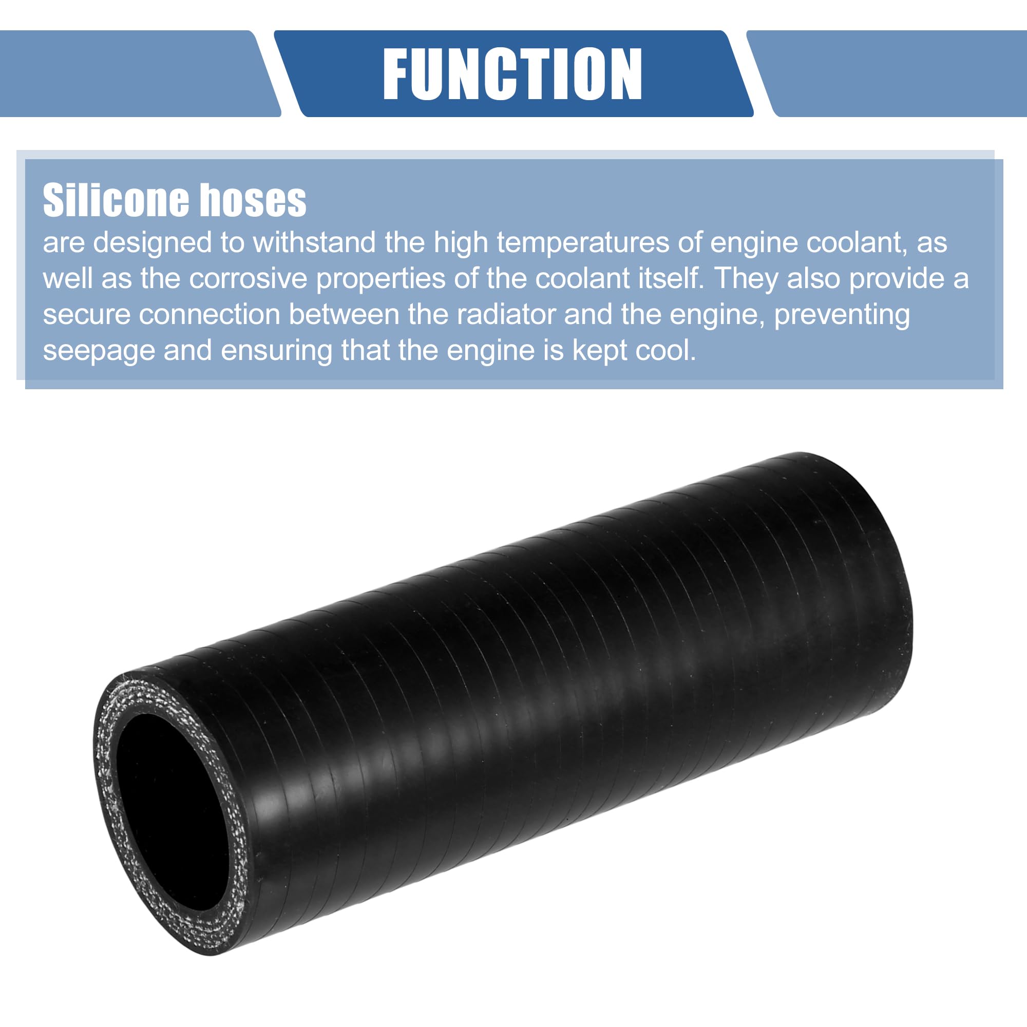 QUARKZMAN 1 Pz,Tubo in Silicone Nero per Auto Lunghezza 100mm (3.94") Diametro Interno 25mm (0.98") Angolo 0 Gradi Universale