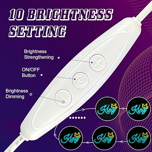 Miniatura 4 de Letreros de neón King para decoración de pared, letreros de luz LED azul, corona dorada, luces de neón estéticas, interruptor alimentado por USB,