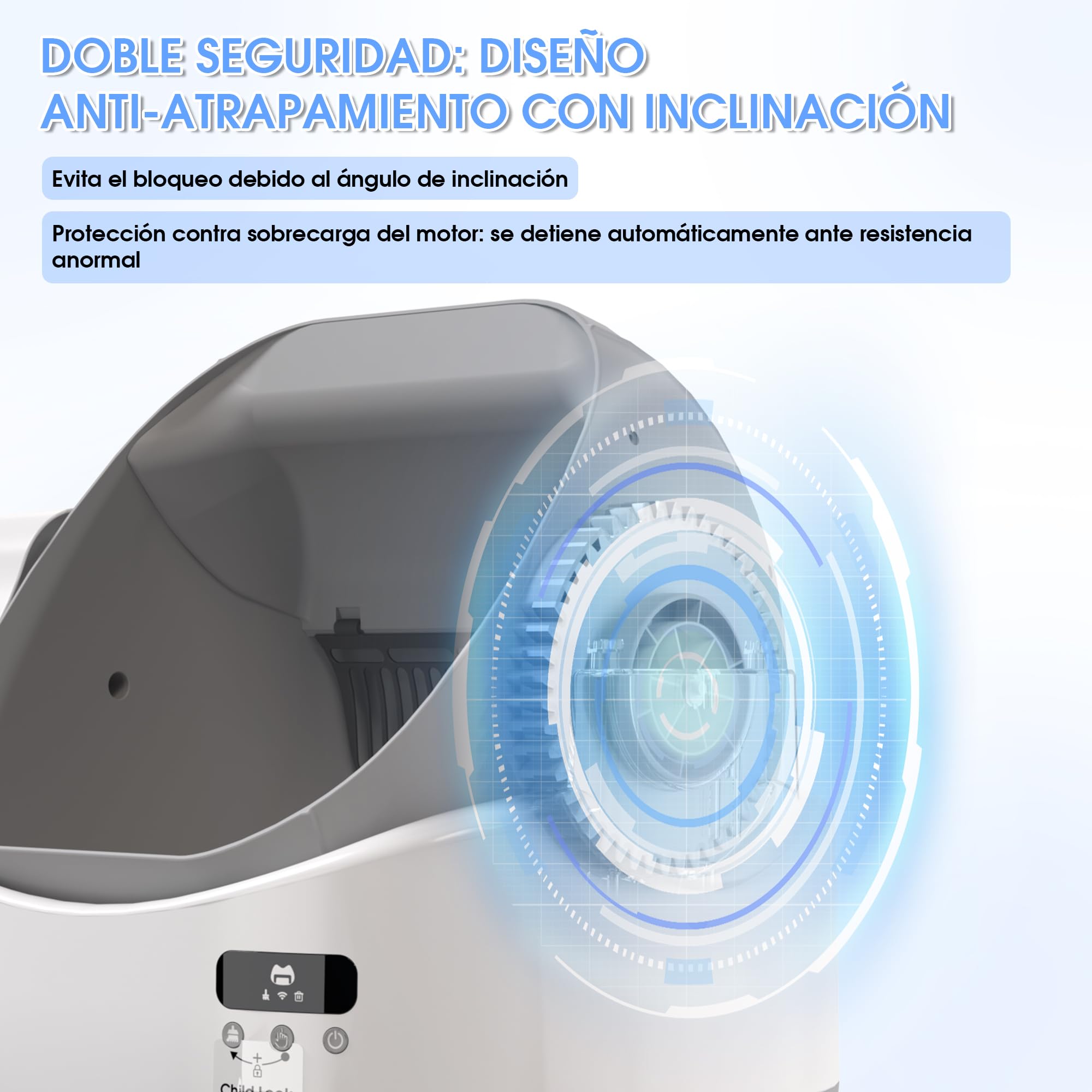 Arenero Gatos Autolimpiable Grande, con 4 Protecciones, Gran Espacio & Fácil Montaje, para Gatos de hasta 10 kg – La Elección Ideal como Primer Arenero Electronico