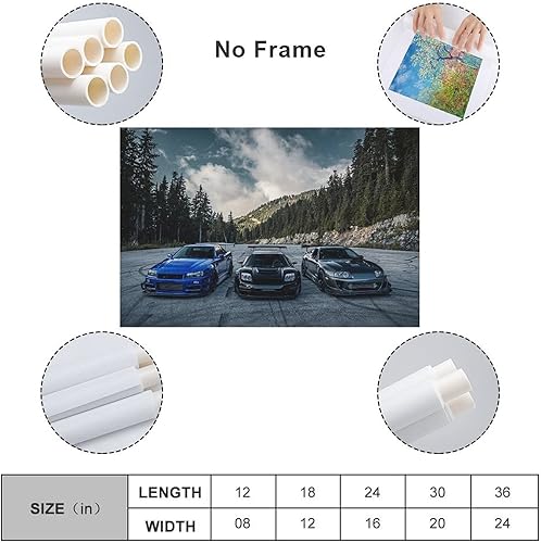 Miniatura 2 de JDM Japanese Sport Car Poster - Premium Canvas Wall Art for Living Room & Garage Decor - Perfect Car Enthusiast Gift (30x45cm, Framed/Unframed)
