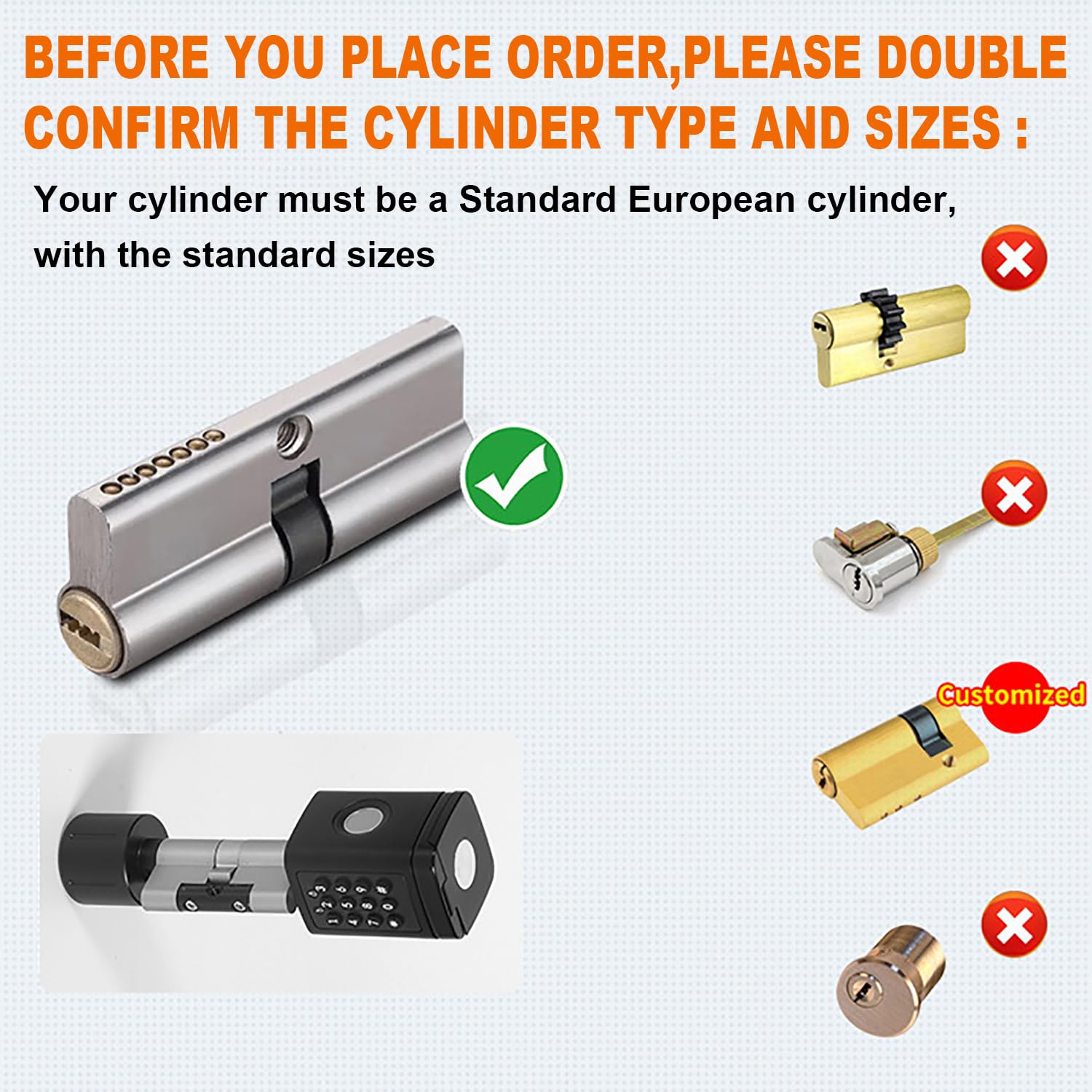 bombin cerradura inteligente,Cerradura electronica con Código,Tarjeta RFID,Cerradura Inteligente WiFi,Smart lock Fácil de Instalar，ácil de Instalar,puerta exterior de 60-100mm