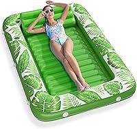 Vista 16 de Jasonwell Flotador de piscina inflable 4 en 1 para bronceado - Flotador de balsa para tomar el sol, juguetes, colchoneta para cama de bronceado