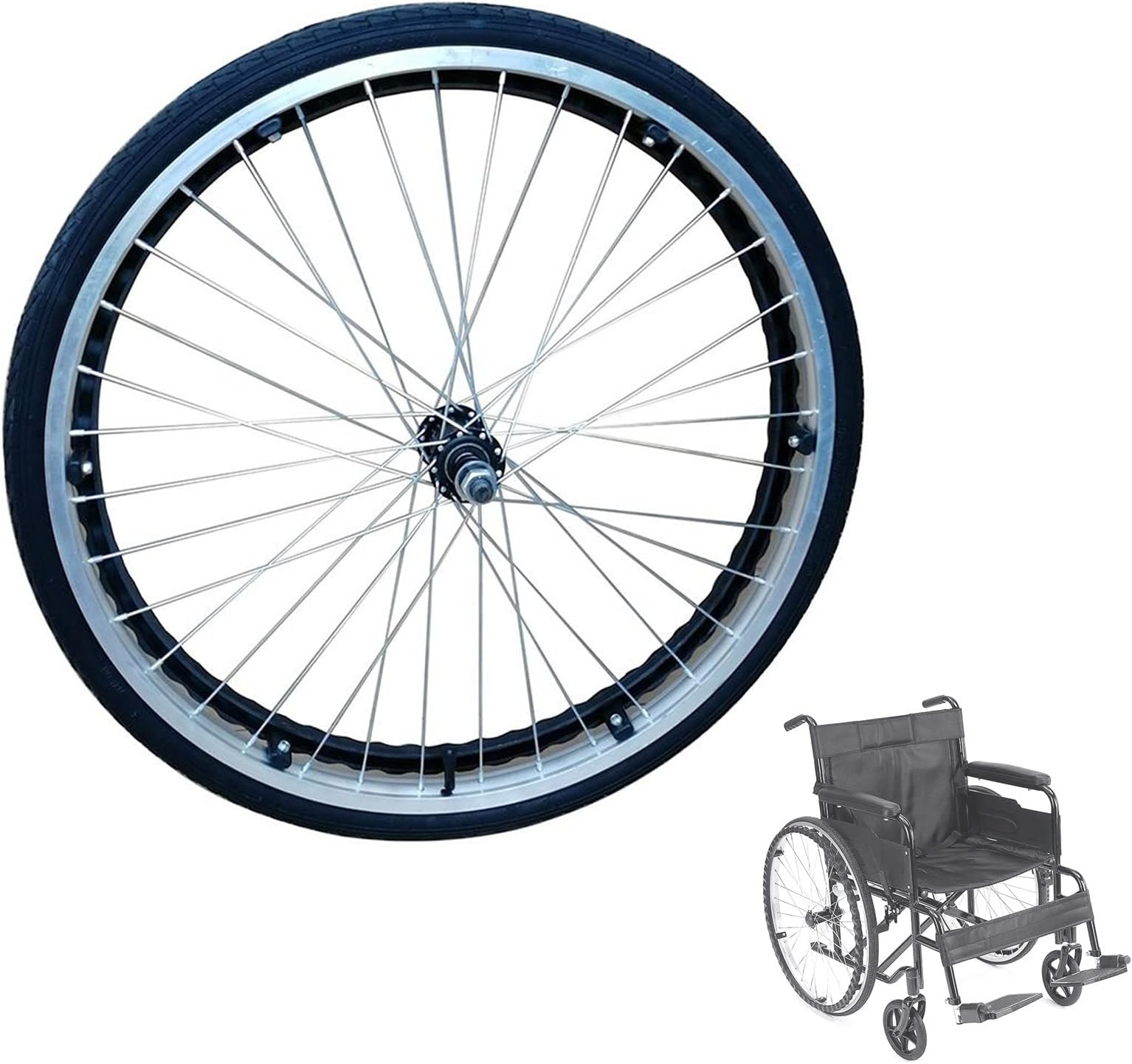 Wheelchair Rear Wheels Assembly, 24 Inch Wheelchair
