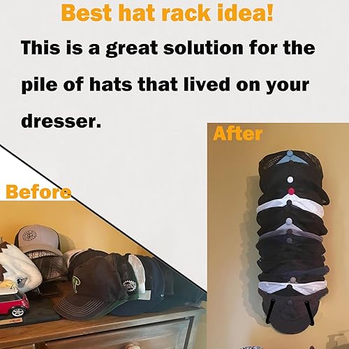 Miniatura 4 de Pmsanzay Percha organizadora de gorras, soporte para sombreros, estante para sombreros, organizador de sombreros para instalación en la pared, gran