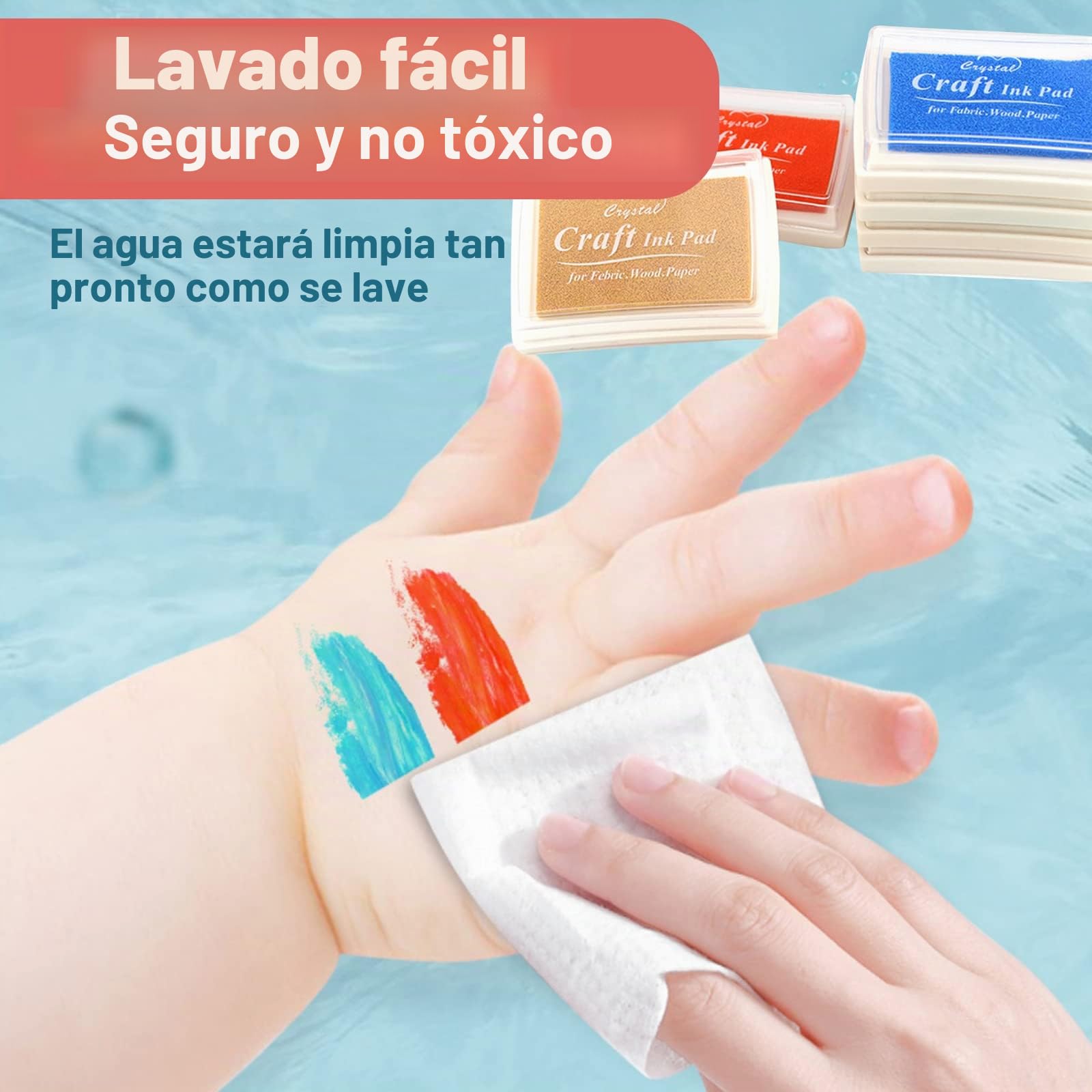 15 Colores Almohadilla Scrapbooking de Niño, Tinta Lavable para Huellas Dactilares y Sellos seguro para el Medio Ambiente