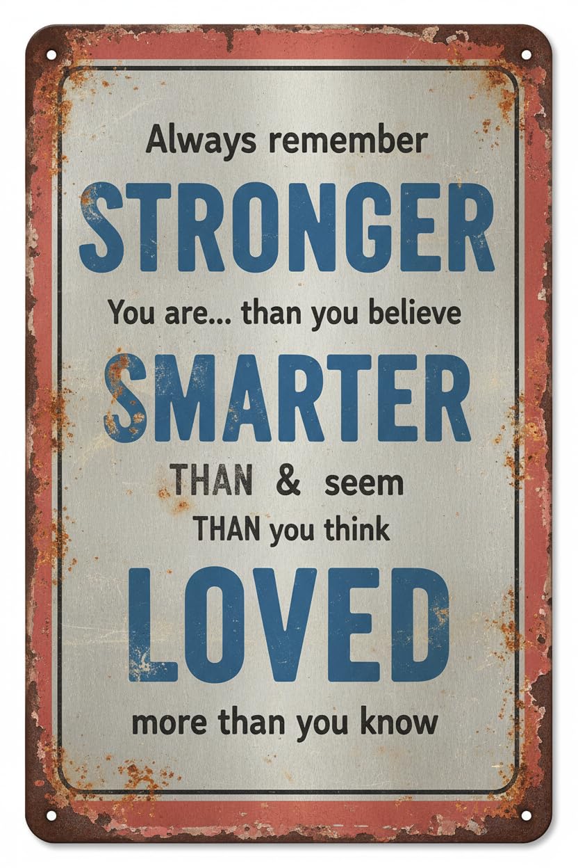 Braver Stronger Smarter Motivational Wood Plaque Desk Sign