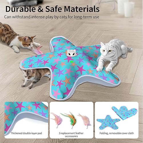 Miniatura 4 de Juguetes interactivos para gatos de interior, juguete recargable para gatos con plumas ocultas en movimiento, juguetes para gatitos activados por el