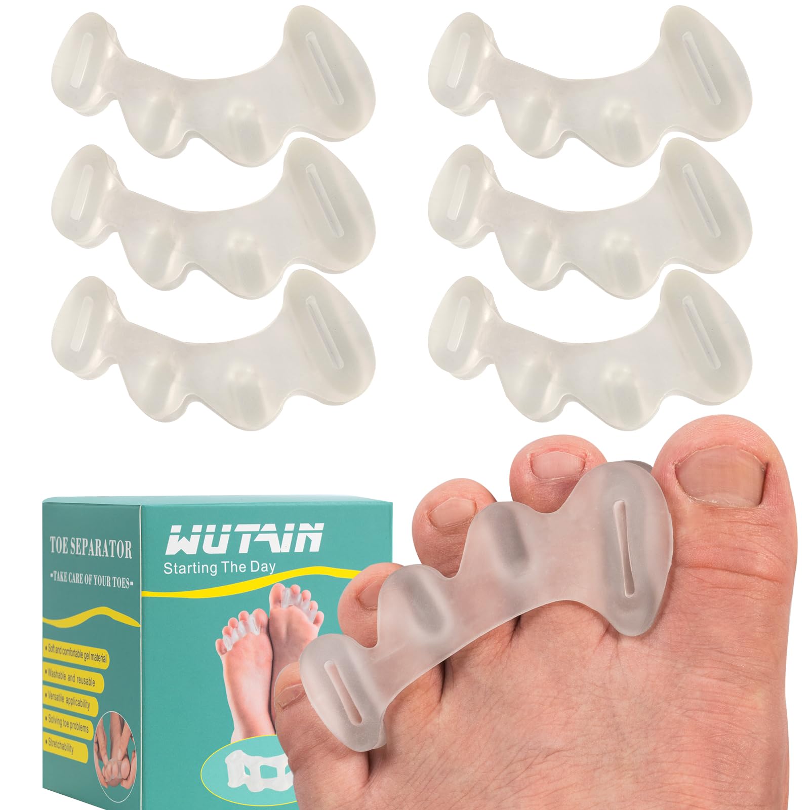WUTAIN Toe Separators-Improve Toe Problems,Toe Spacers for Men Soft and Comfortable SEBS Material Bunion Corrector for Women Men,Toe Separators for