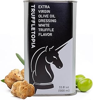 Truffletopia | White Truffle Extra Virgin Olive Oil I Cold Pressed I For Pasta, Pizza, or Salad I Vegan, Non-GMO, No MSG, Gluten Free, Keto I Bulk, Restaurant-Size Can I 33.81 oz each (1L)