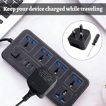 1 PCS US to UK Plug Adapter,UK Plug Convertor Adaptor,American to UK Plug Adapter,2 Pin to Uk Adaptor with Screwdriver Convert from USA,China,Japan,Type a Plugs to Uk with Safety Fuse,ABS(Black)