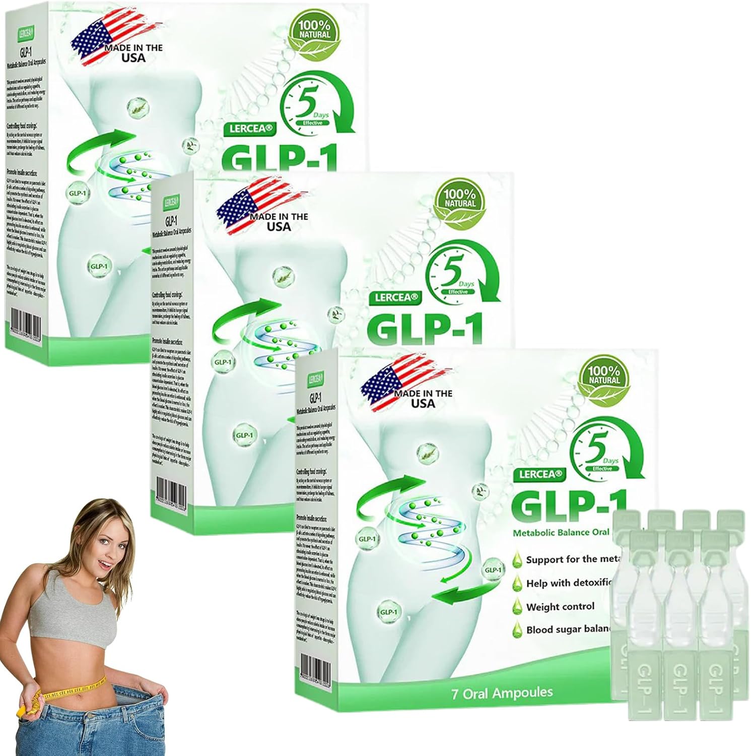 Lercea GLP-1 Oral Solution, Advanced GLP-1 Supplement Liquid Drops, GLP-1 Liquid, Gut & Digestive Immune & Energy Support for Women and Men (3PCS)