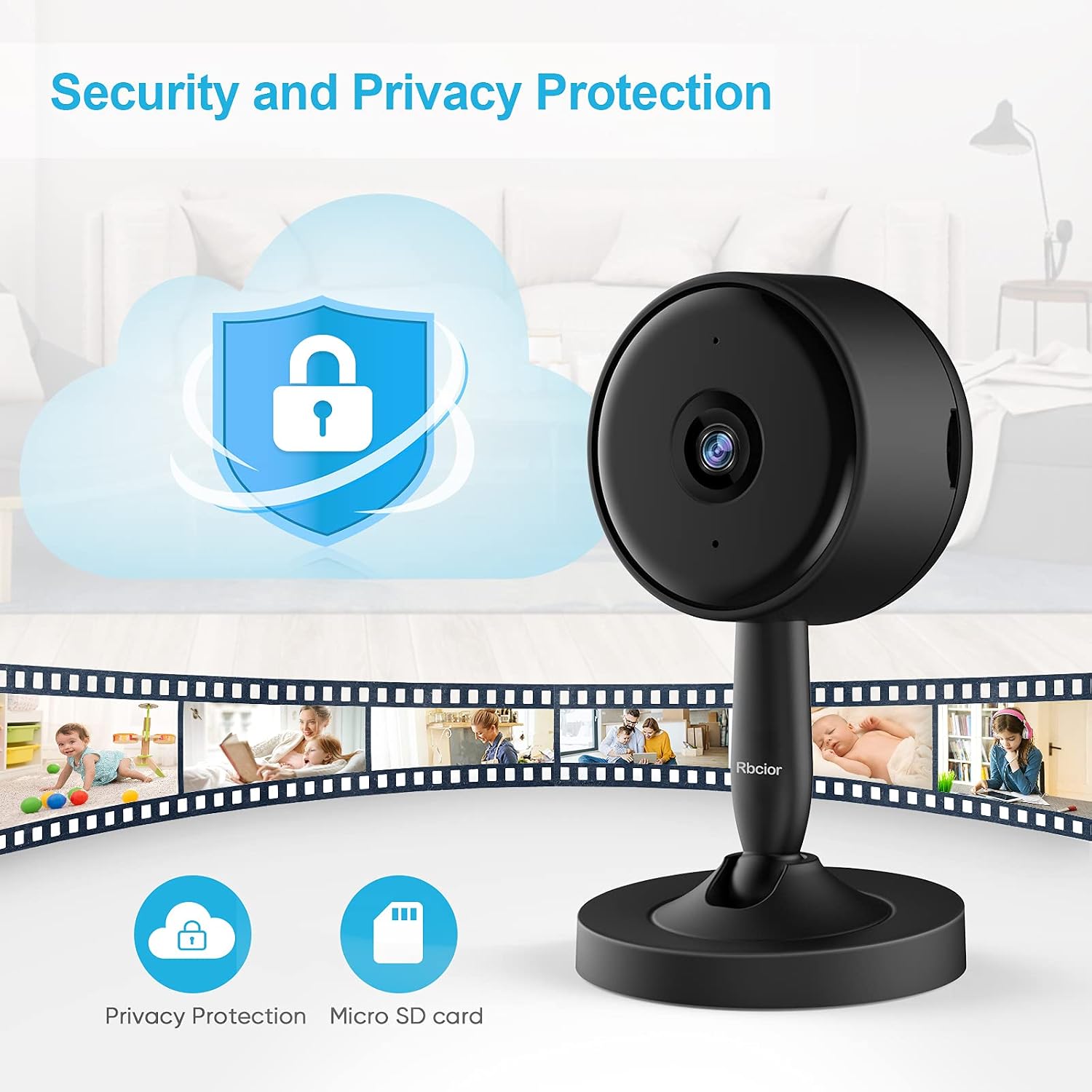 Rbcior 2 Pack Home Security Camera Indoor 1080P WiFi Wireless Camera, 130° Wide-Angle Pet Camera with Night Vision,Motion Detection,2-Way Audio Nanny/Dog/Baby Monitor,Compatible with Alexa